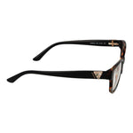 Guess Brown Women Glasses Frame side view in acetate with full-rim square style and demo lenses, featuring a branded temple detail.