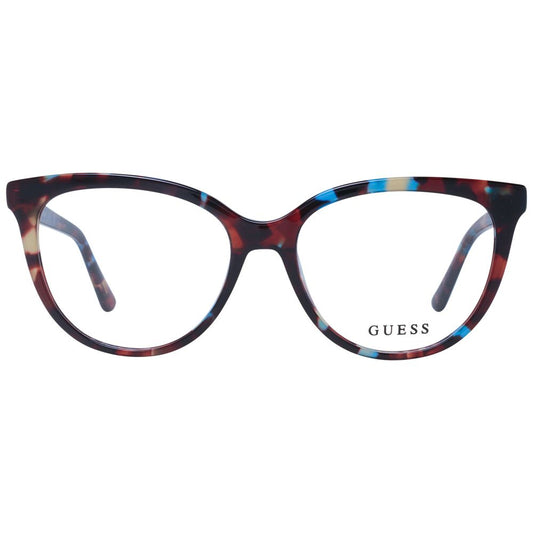 Guess Brown Women Glasses Frame with full-rim acetate cat eye style and demo lenses.
