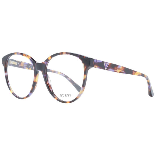 Alt Tag: Guess Purple Women Glasses Frame in full-rim style with demo lenses, featuring purple plastic round frames, including branded case.