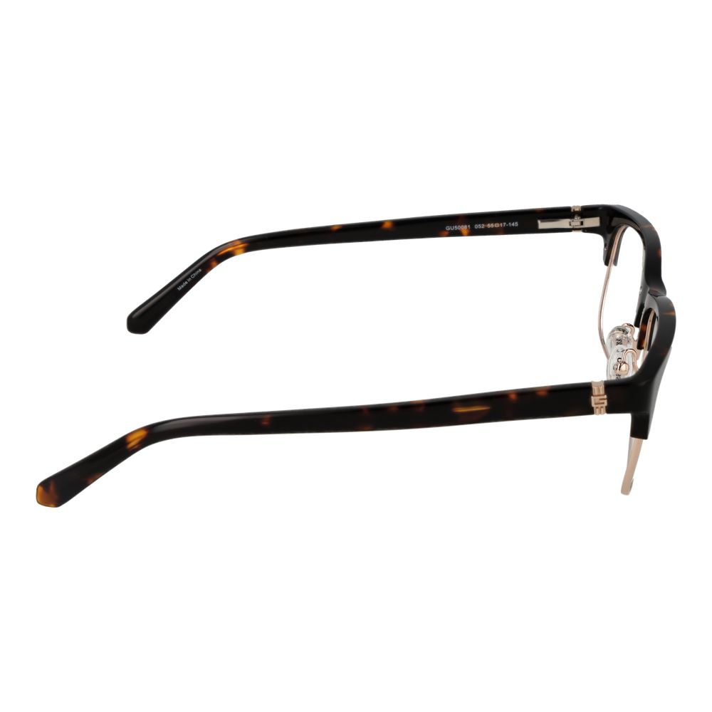 Side view of Guess Brown Women Glasses Frame with full-rim style, browline design, and metal-plastic blend for women.