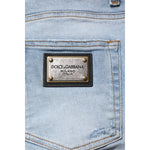 Dolce & Gabbana Blue Tattered Cotton Skinny Men Denim Jeans