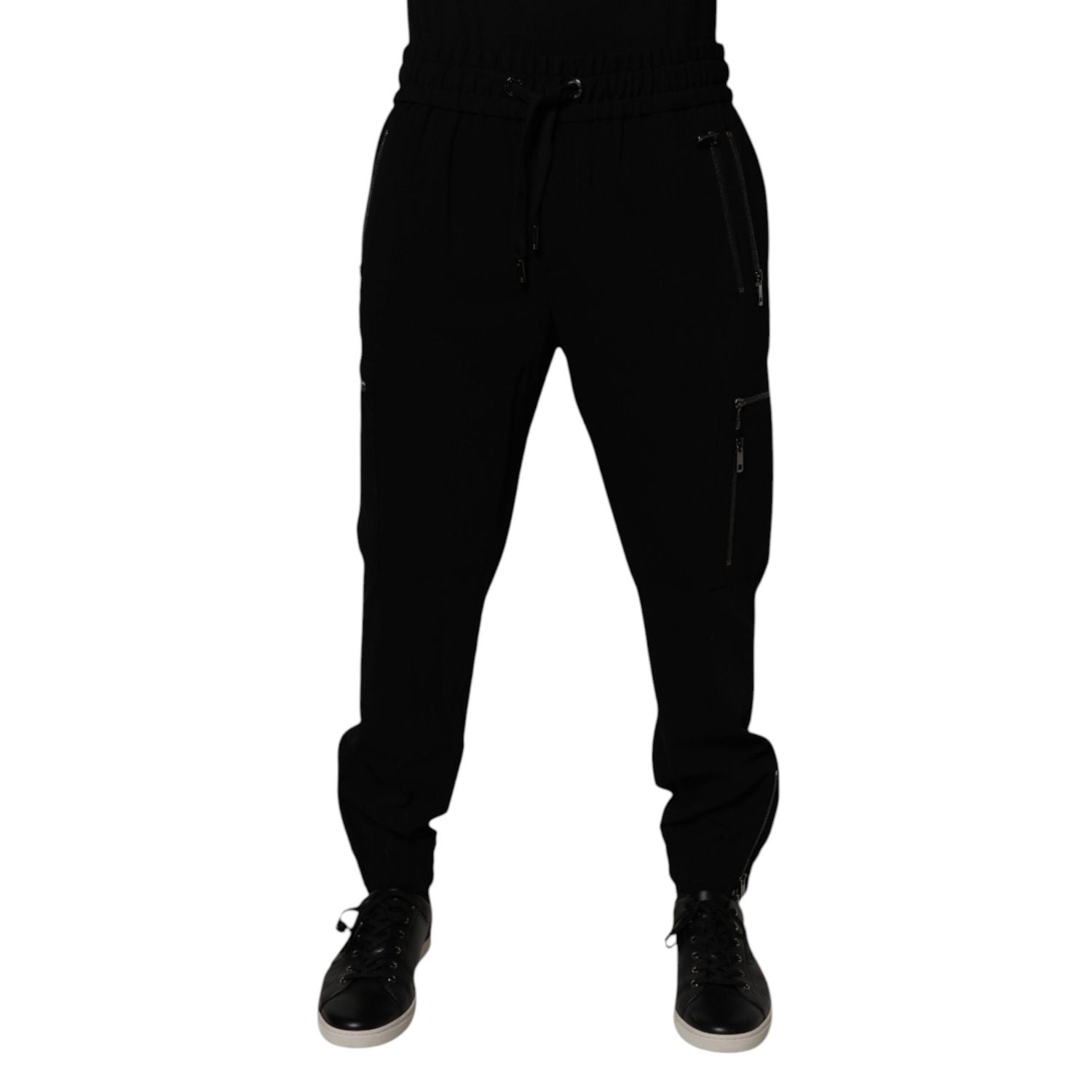 Dolce & Gabbana Black Wool Stretch Jogger Pants