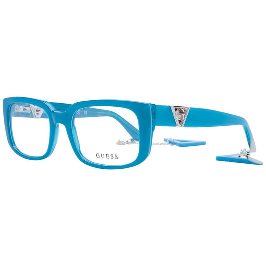 Guess Turquoise Women Glasses Frame, full-rim acetate with pendant, turquoise cat eye style, demo lenses, branded case included.