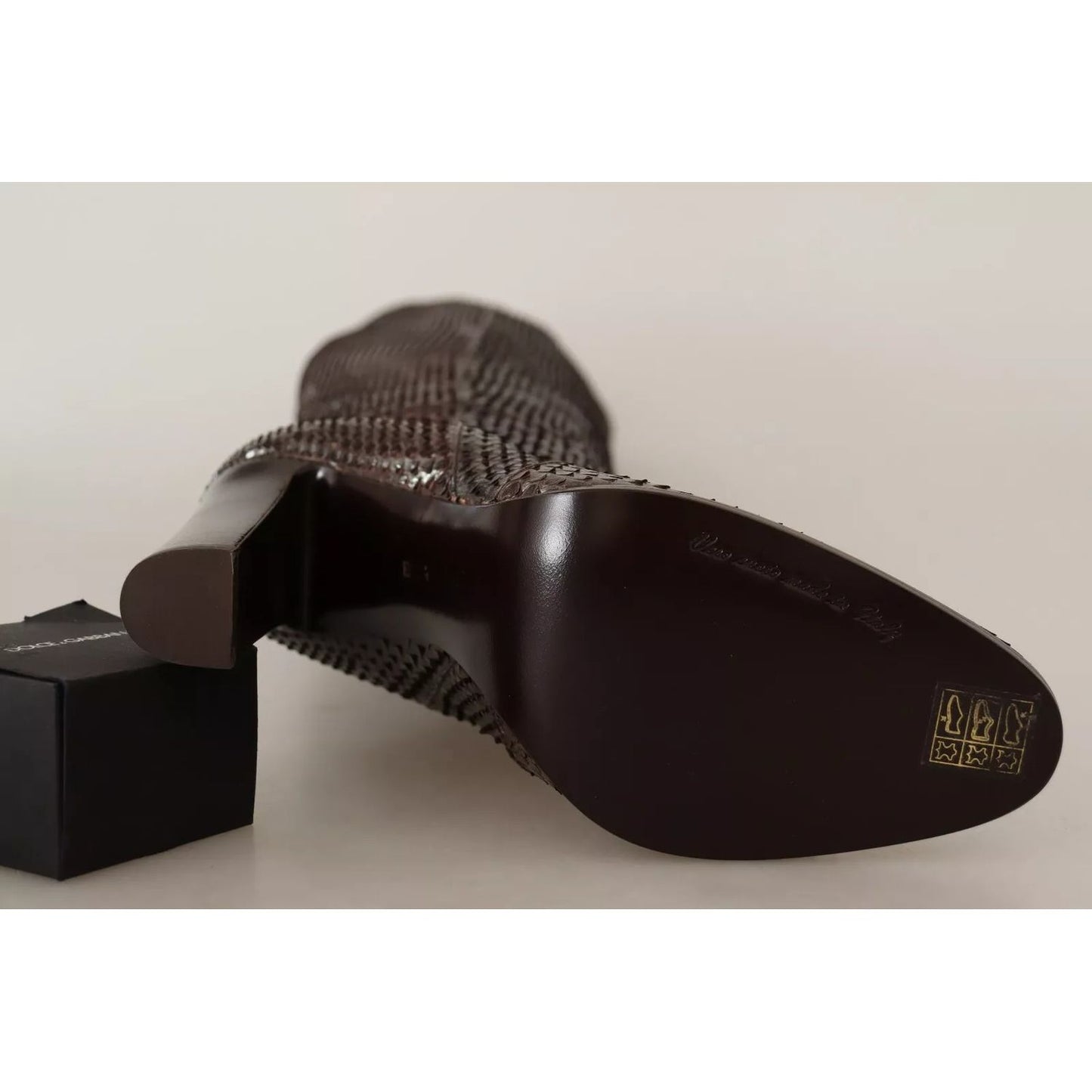 Dolce & Gabbana Brown Exotic Leather Heels High Boots Shoes