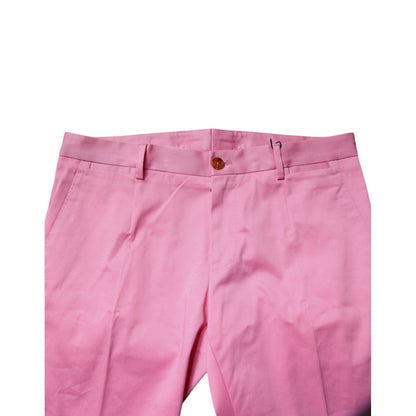 Dolce & Gabbana Pink Cotton Slim Fit Men Dress Formal Pants