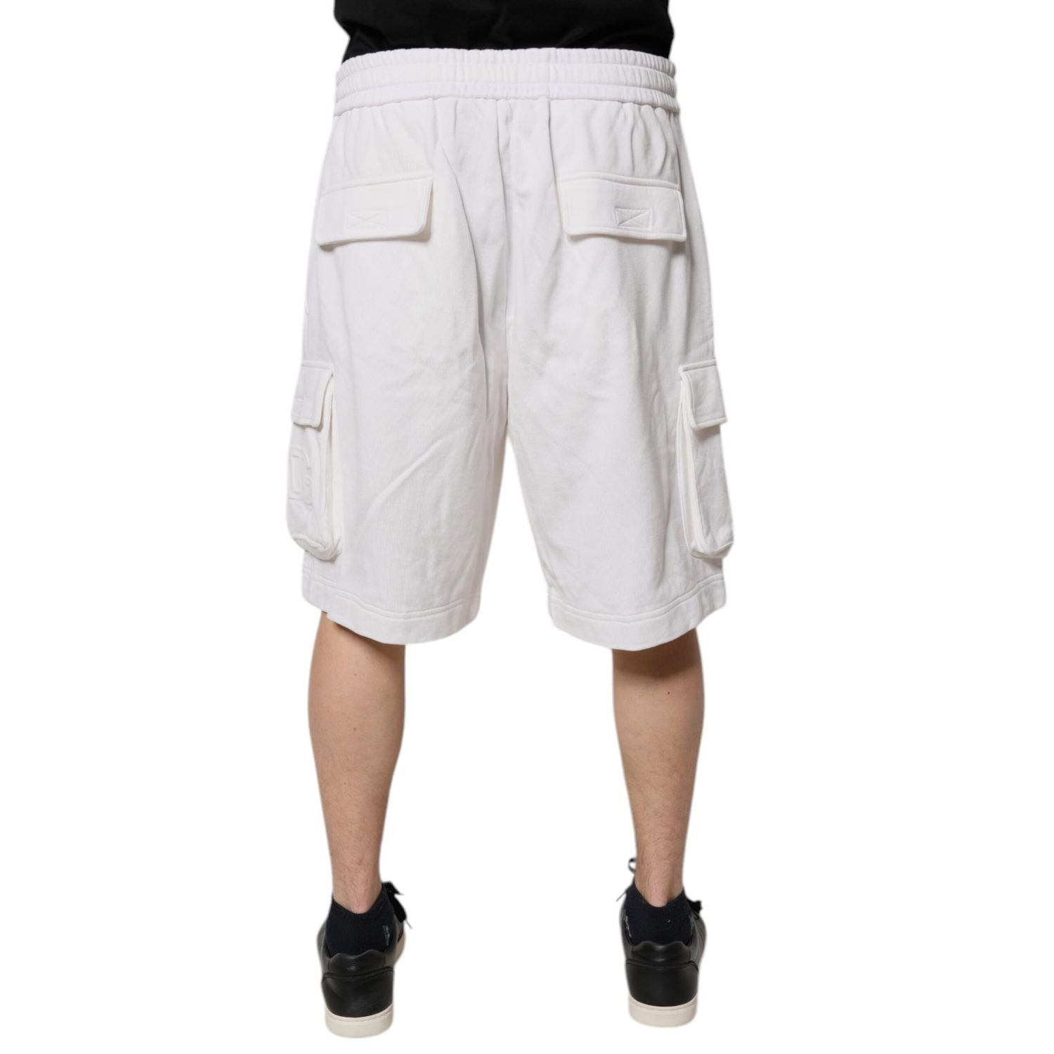 Dolce & Gabbana White Cotton Cargo Bermuda Sweatshorts Shorts