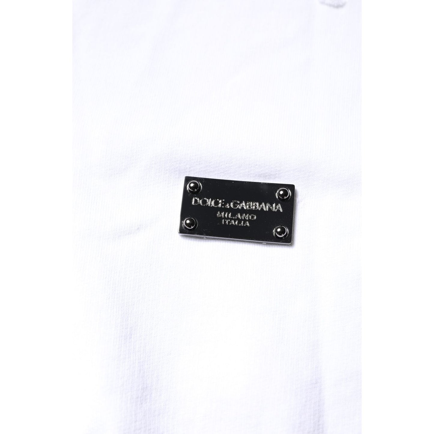 Dolce & Gabbana White Cotton Men Pullover Sweatshirt Sweater