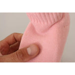 GCDS Pink Suede Logo Socks Block Heel Ankle Boots Shoes