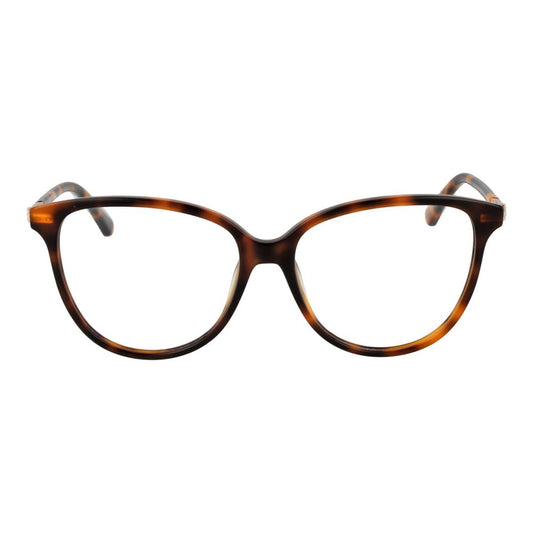 Guess Brown Women Glasses Frame in acetate with full-rim cat eye design, 55-15-140 size, spring hinge, and demo lenses.