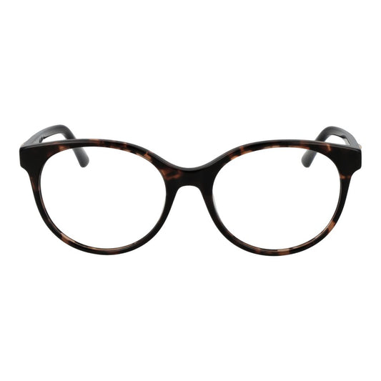 Guess Brown Women Glasses Frame in acetate with full-rim round style, brown color, size 55-18-140.