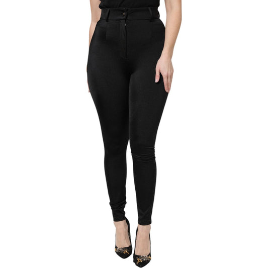 Dolce & Gabbana Black Nylon High Waist Slim Fit Pants PAN76141-40