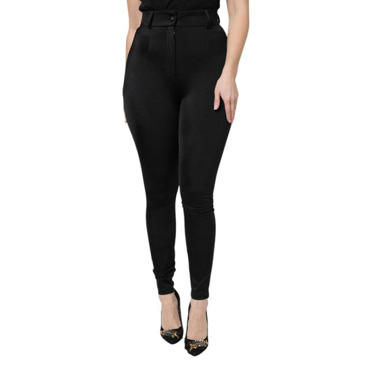 Dolce & Gabbana Black Nylon High Waist Slim Fit Pants