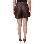 Dolce & Gabbana Brown Floral Brocade Mid Waist Mini Short