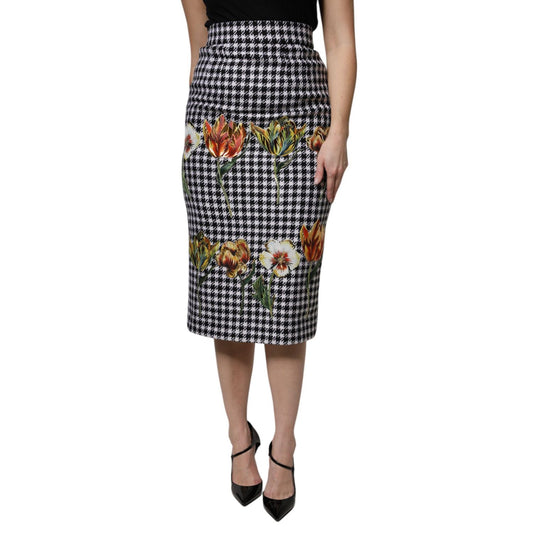 Dolce & Gabbana Multicolor Floral Print High Waist Pencil Cut Skirt