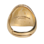 Dolce & Gabbana Gold Tone Engraved Logo Two Color Jewelry Ring