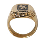 Dolce & Gabbana Gold Tone Engraved Logo Two Color Jewelry Ring