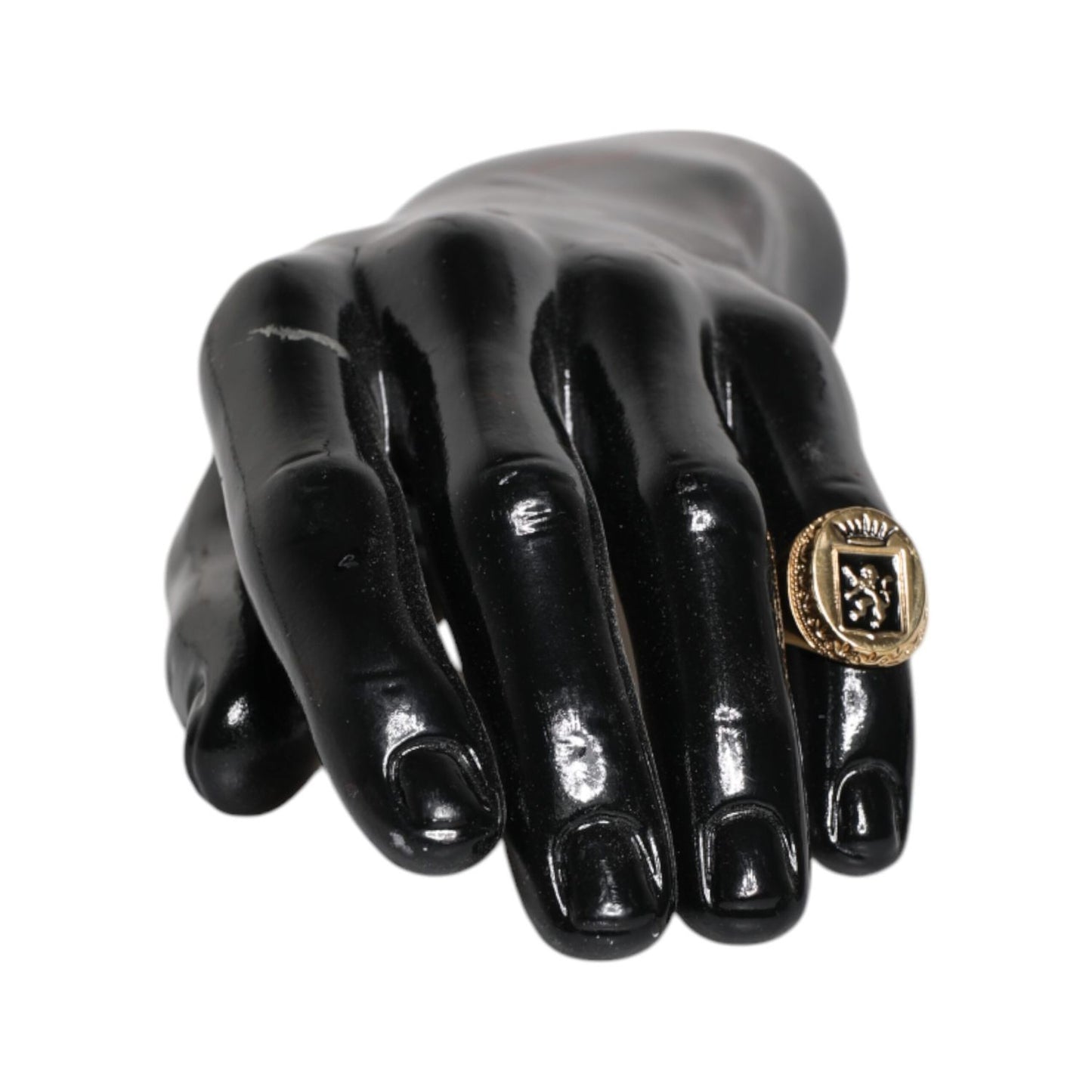 Dolce & Gabbana Gold Tone Engraved Logo Two Color Jewelry Ring