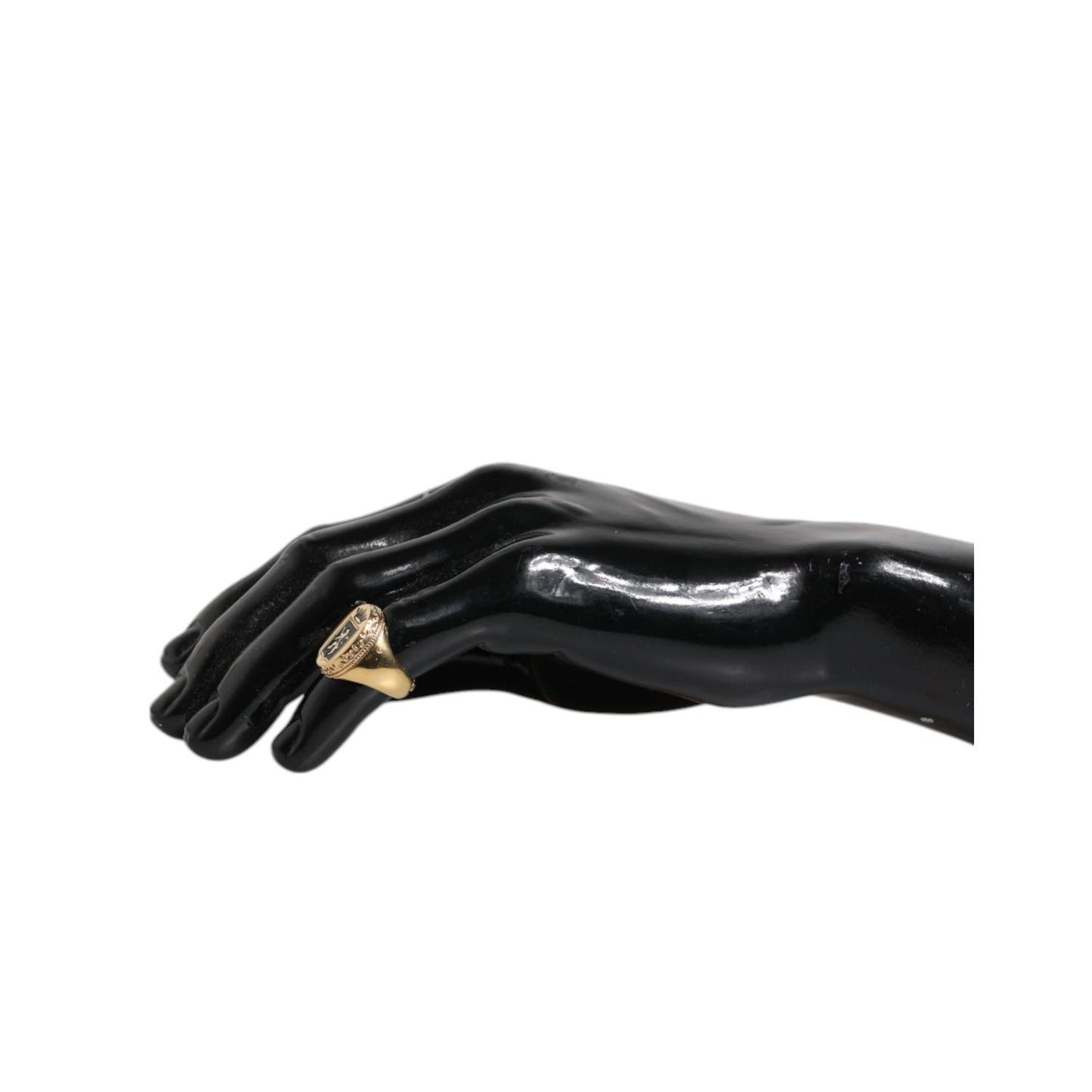 Dolce & Gabbana Gold Tone Engraved Logo Two Color Jewelry Ring