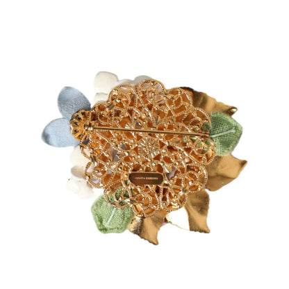 Dolce & Gabbana Multicolor Floral Crystals Pearls Enamel Accents Brooch