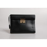 Dolce & Gabbana Black Leather Logo Plaque Document Briefcase Bag