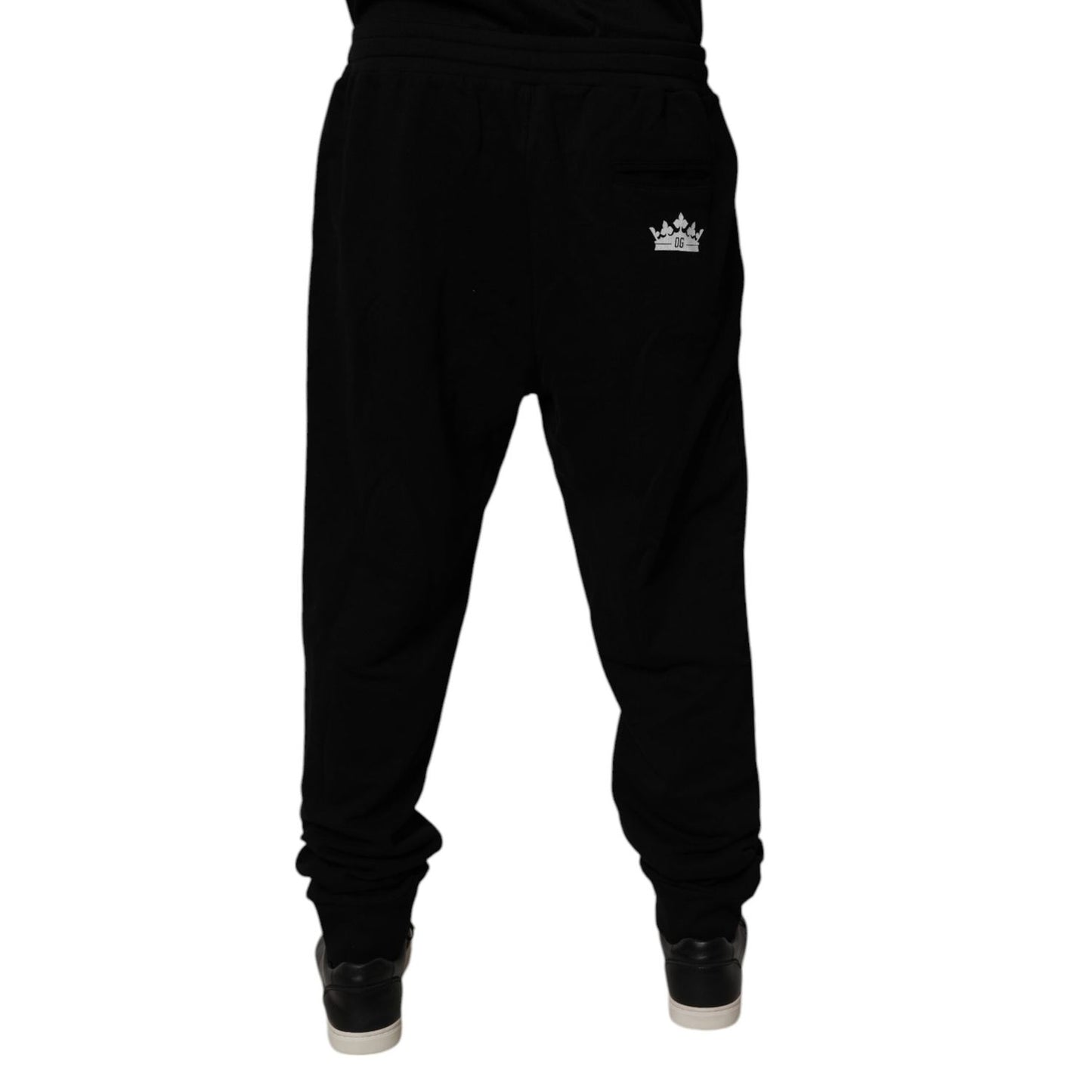 Dolce & Gabbana Black Cotton Crown Logo Jogger Pants