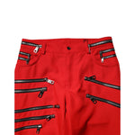 Dolce & Gabbana Red Zipper Embellished Straight Pants