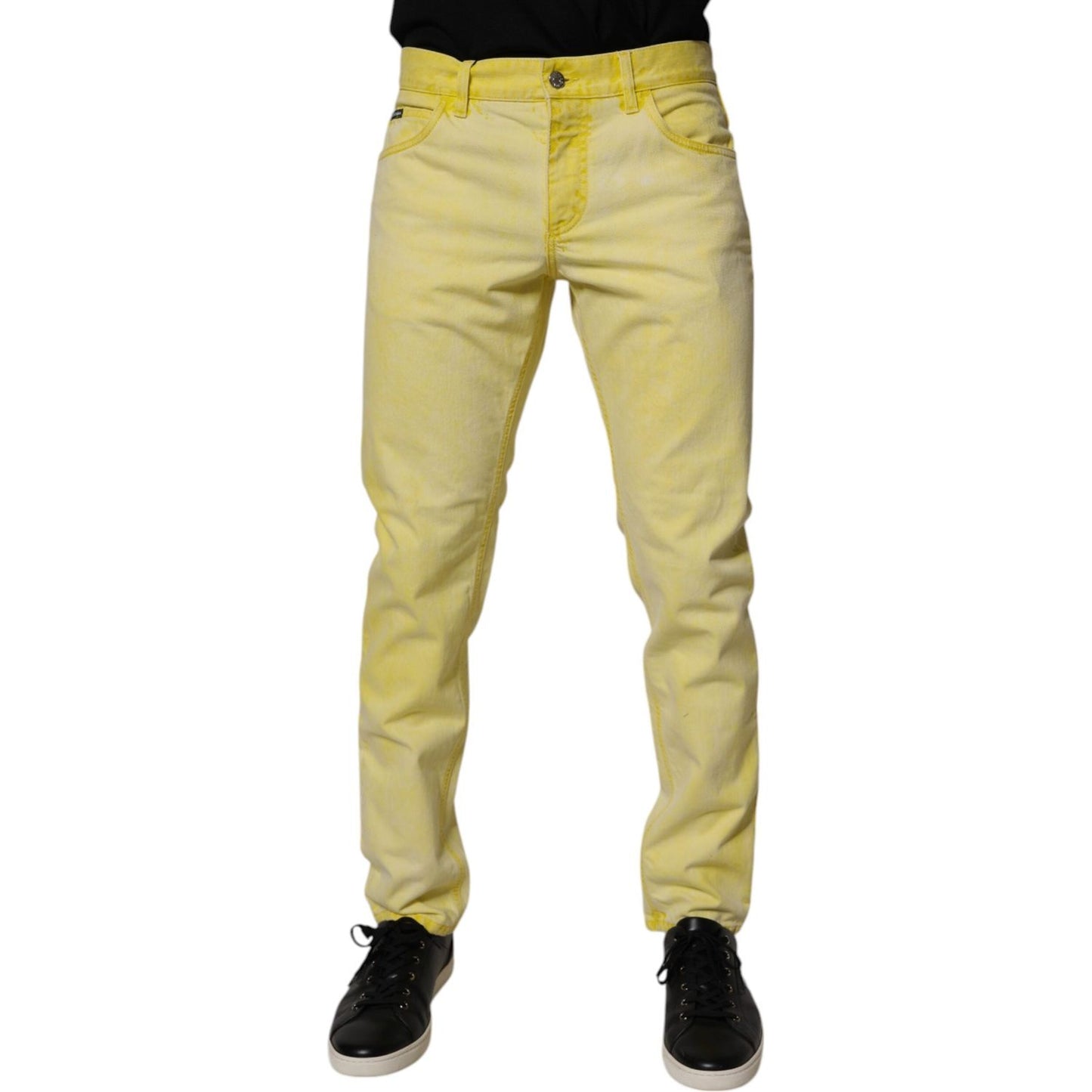 Dolce & Gabbana Yellow Cotton Stretch Skinny Men Denim Jeans