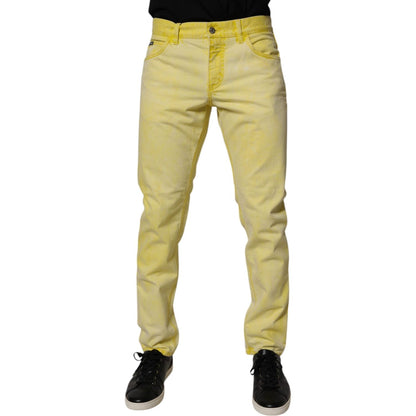 Dolce & Gabbana Yellow Cotton Stretch Skinny Men Denim Jeans