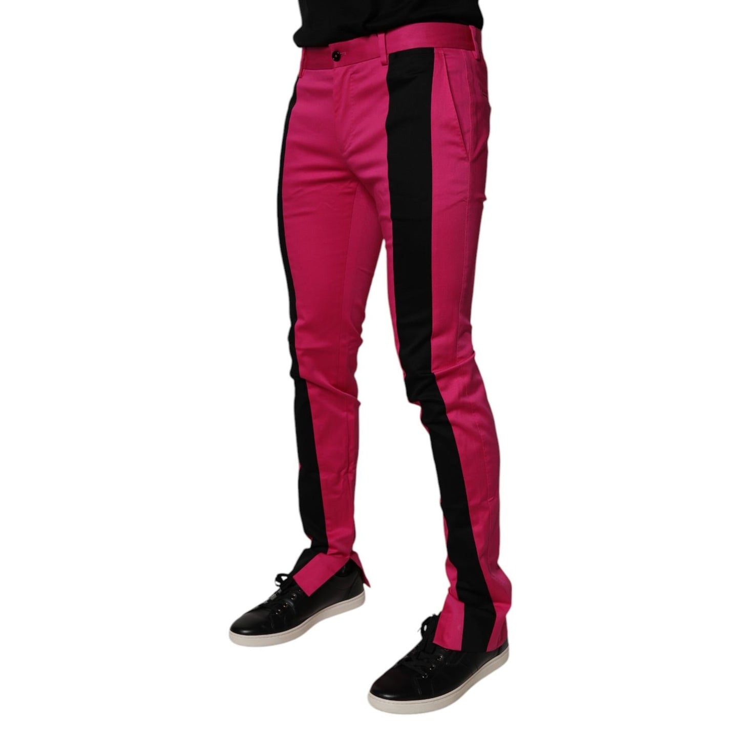 Dolce & Gabbana Pink Black Stripe Slim Fit Men Dress Pants