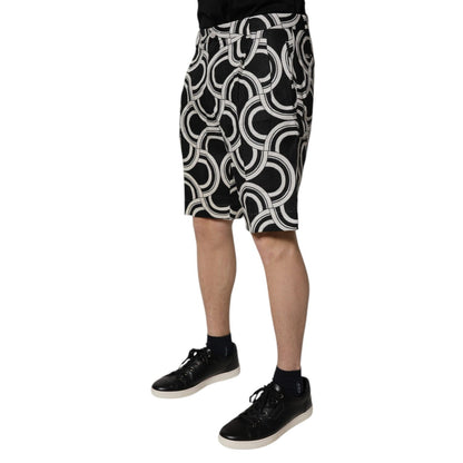 Dolce & Gabbana Black White Linen Bermuda Shorts