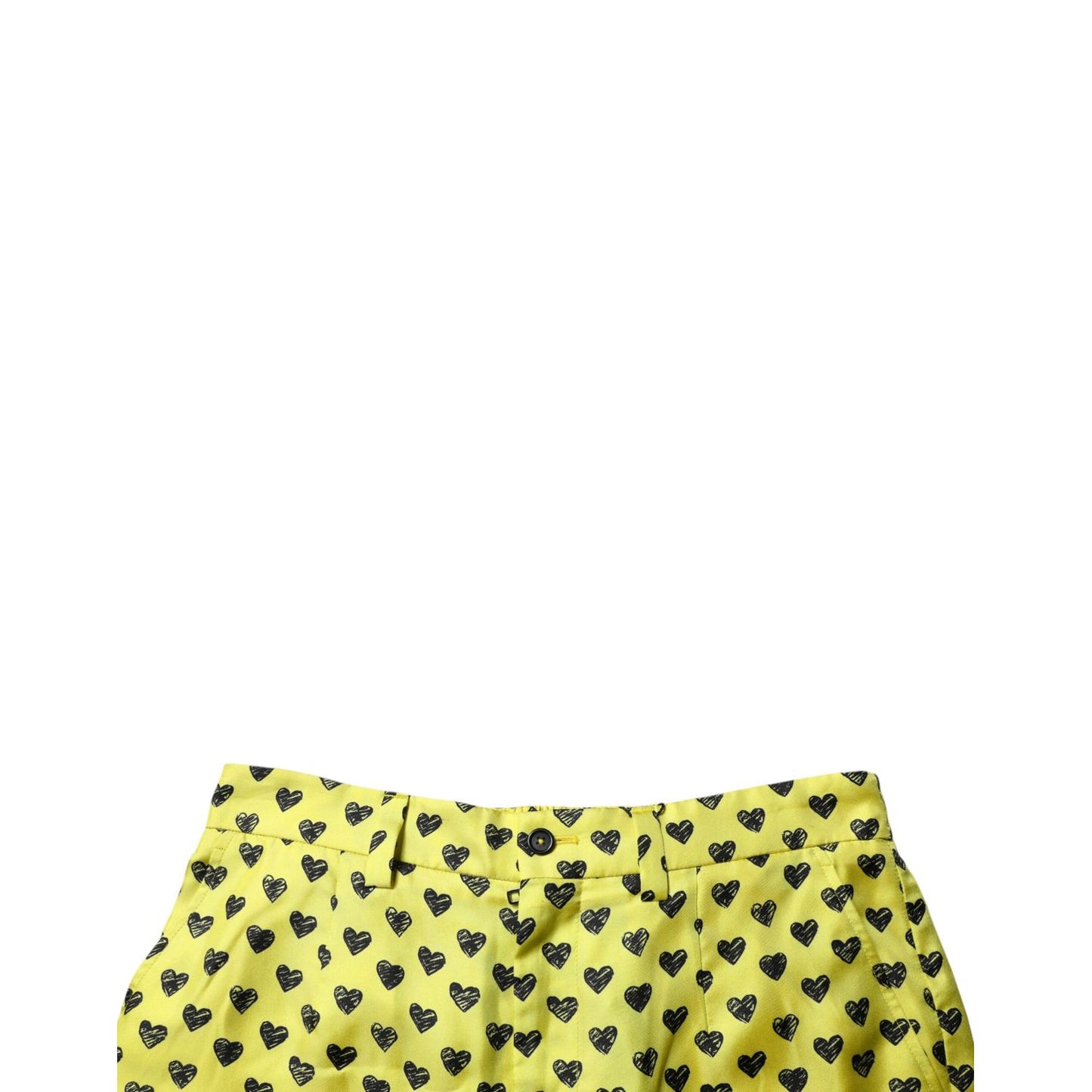 Dolce & Gabbana Green Silk Heart Print Bermuda Shorts