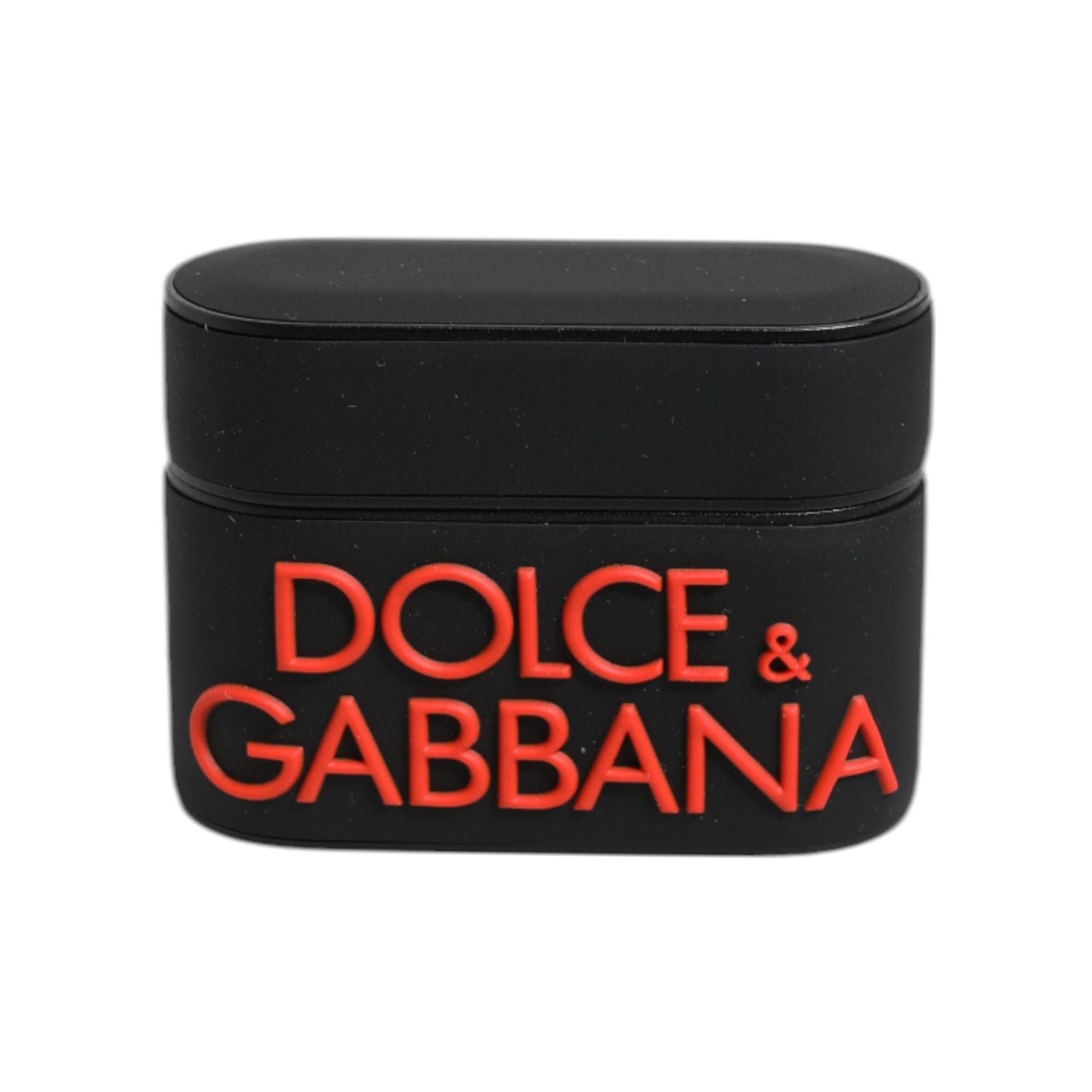 Dolce & Gabbana Black Orange Silicone Embossed Logo Airpods Case