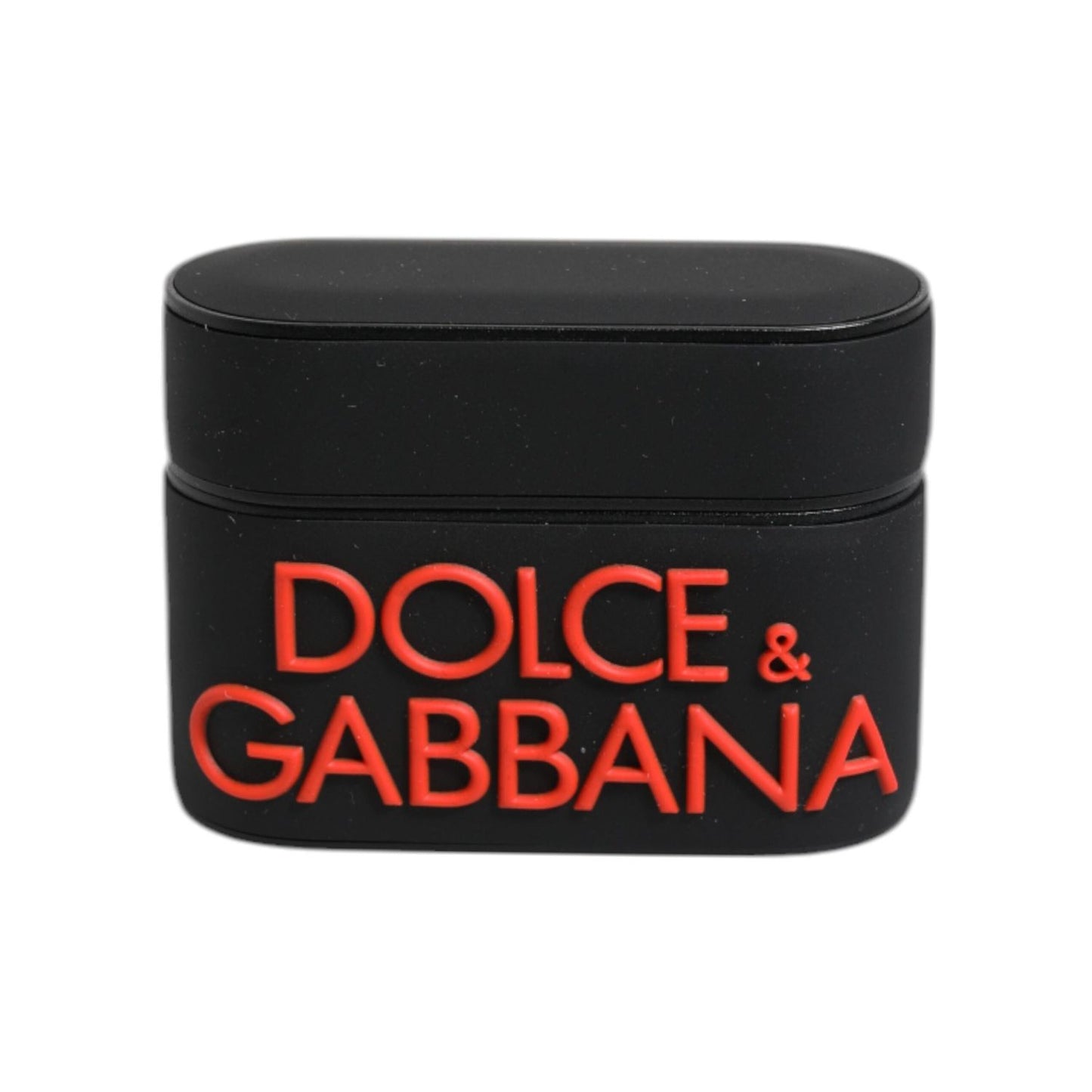 Dolce & Gabbana Black Orange Silicone Embossed Logo Airpods Case