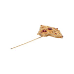 Dolce & Gabbana Gold Tone Red Crystal Embellish 925 Sterling Silver Pin