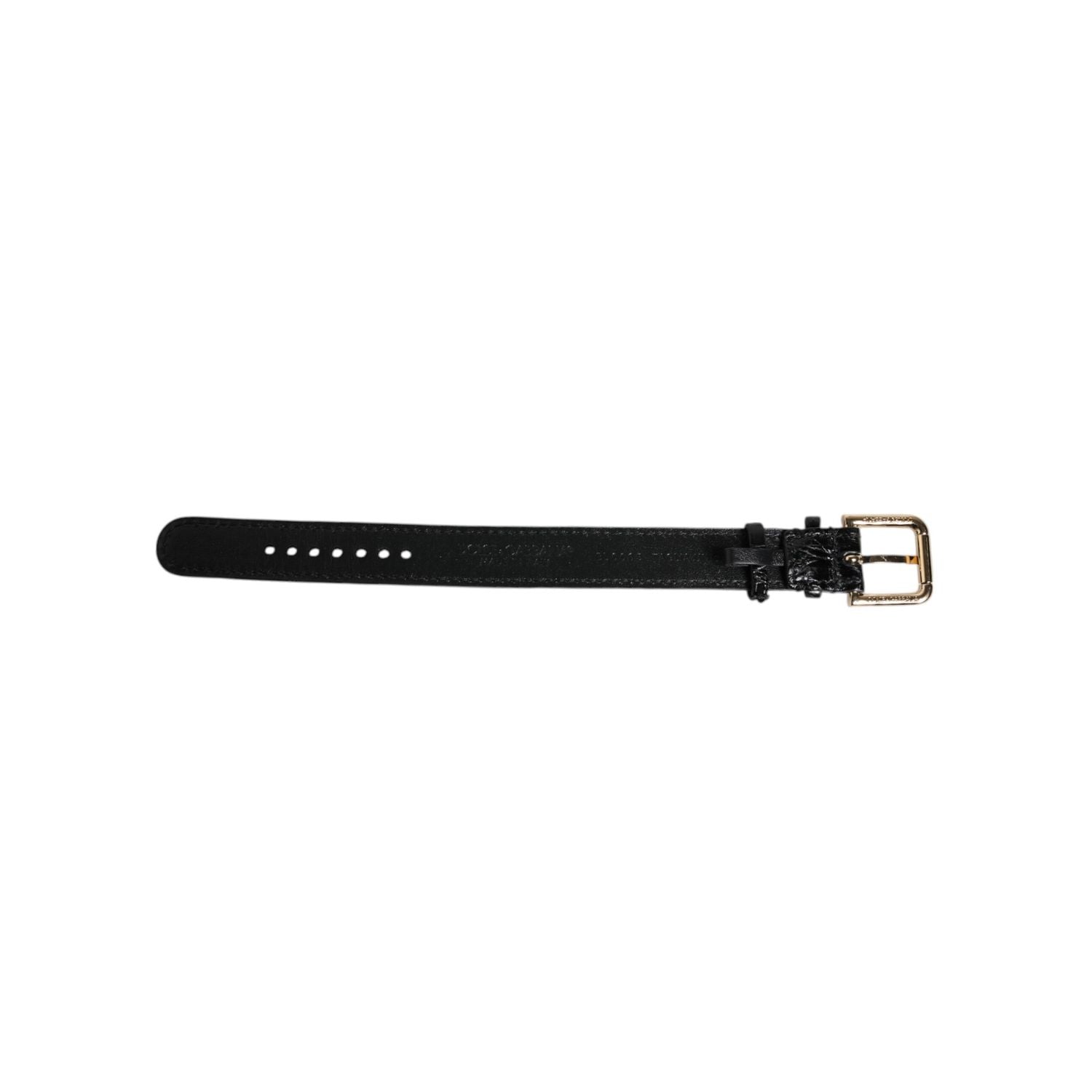 Dolce & Gabbana Black Exotic Leather Gold Tone Metal Buckle Armband
