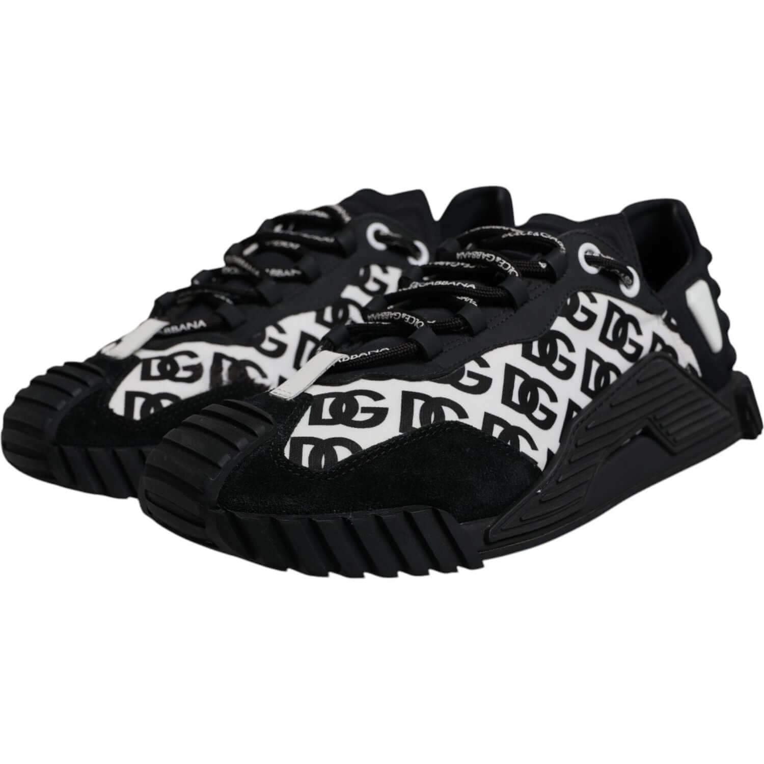 Dolce & Gabbana Black Logo Lace Up Low Top NS1 Sneakers Shoes