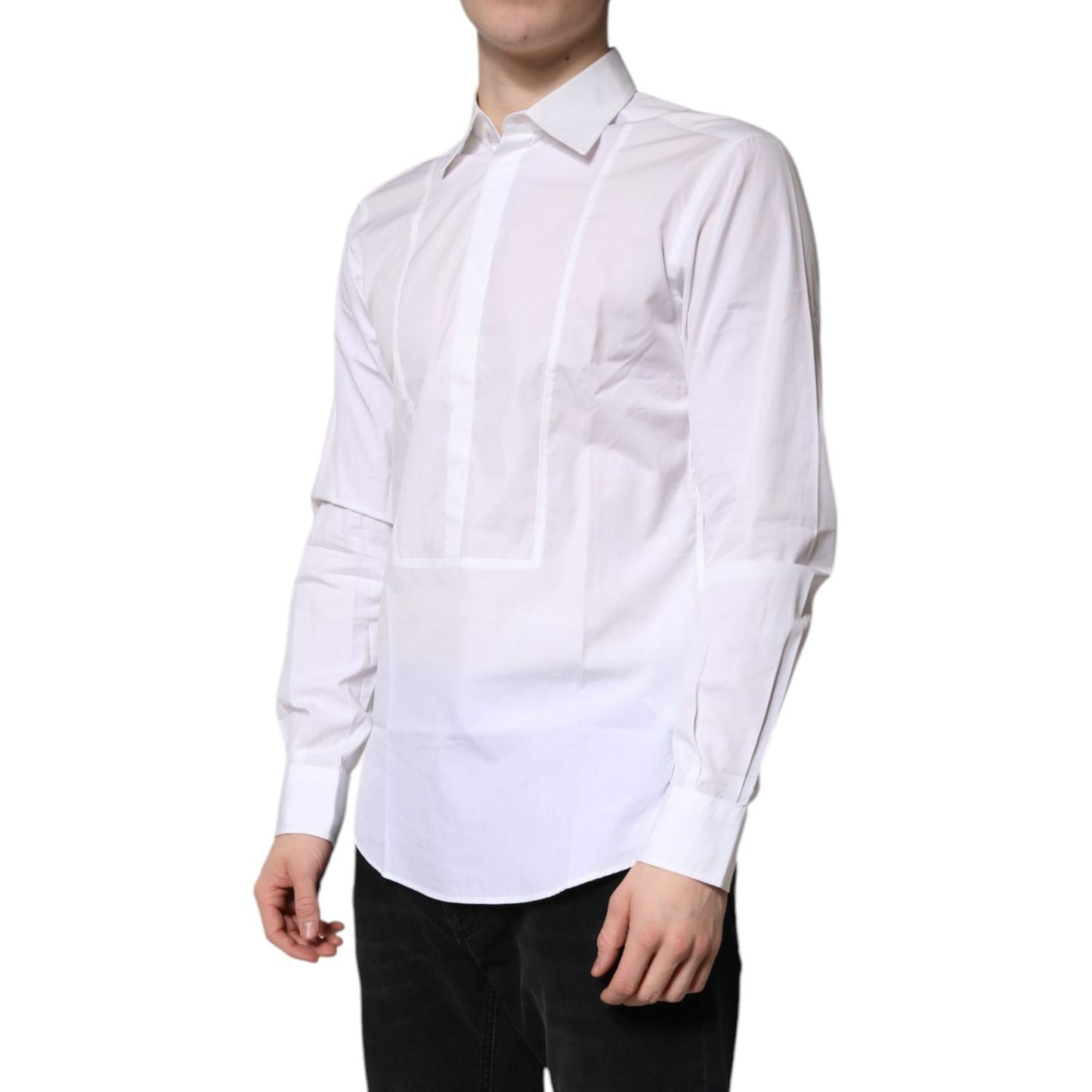 Dolce & Gabbana White Cotton Collared Dress Formal Shirt