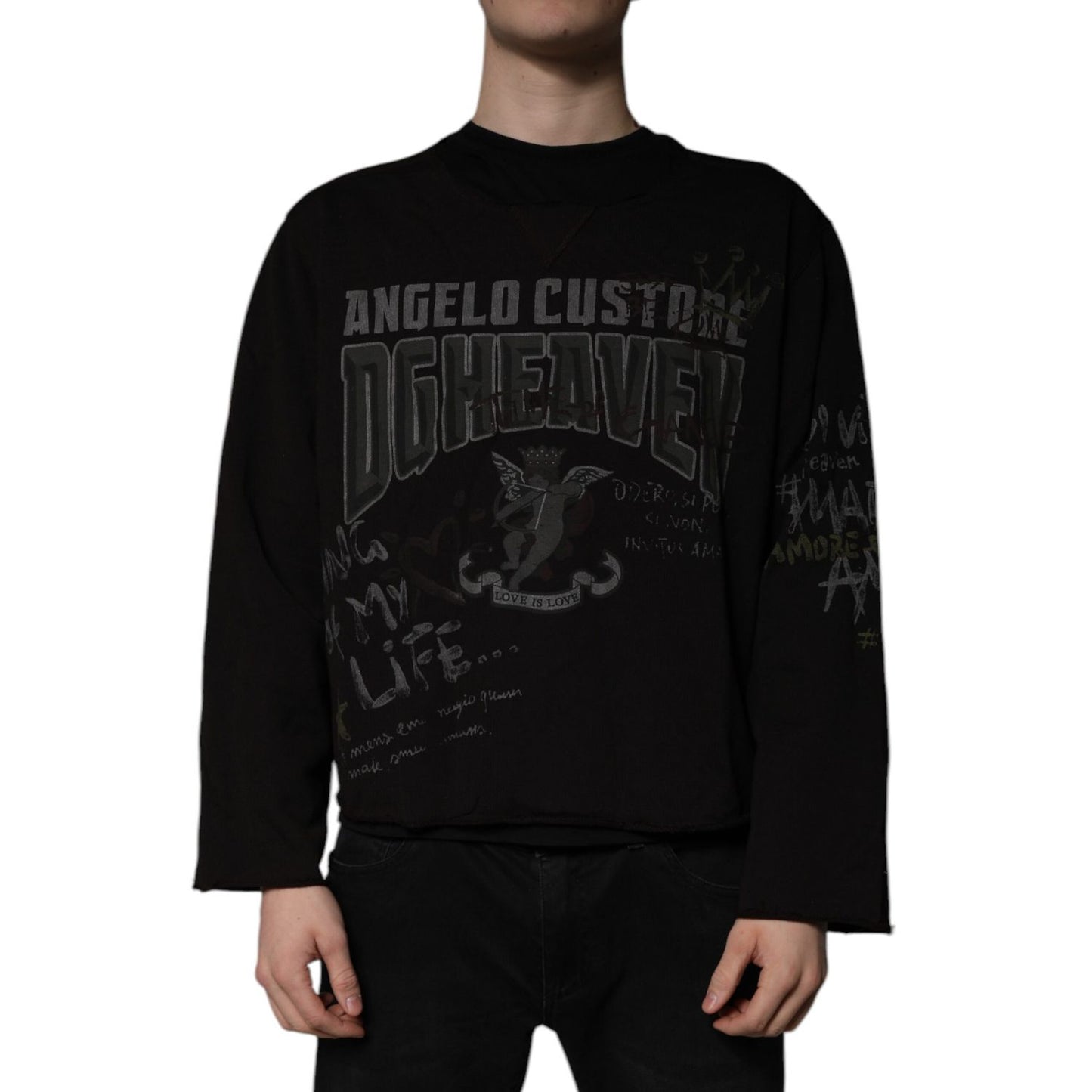 Dolce & Gabbana Black DG Heaven Crew Neck Pullover Sweater