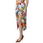 Dolce & Gabbana Multicolor Floral Print High Waist Midi Skirt