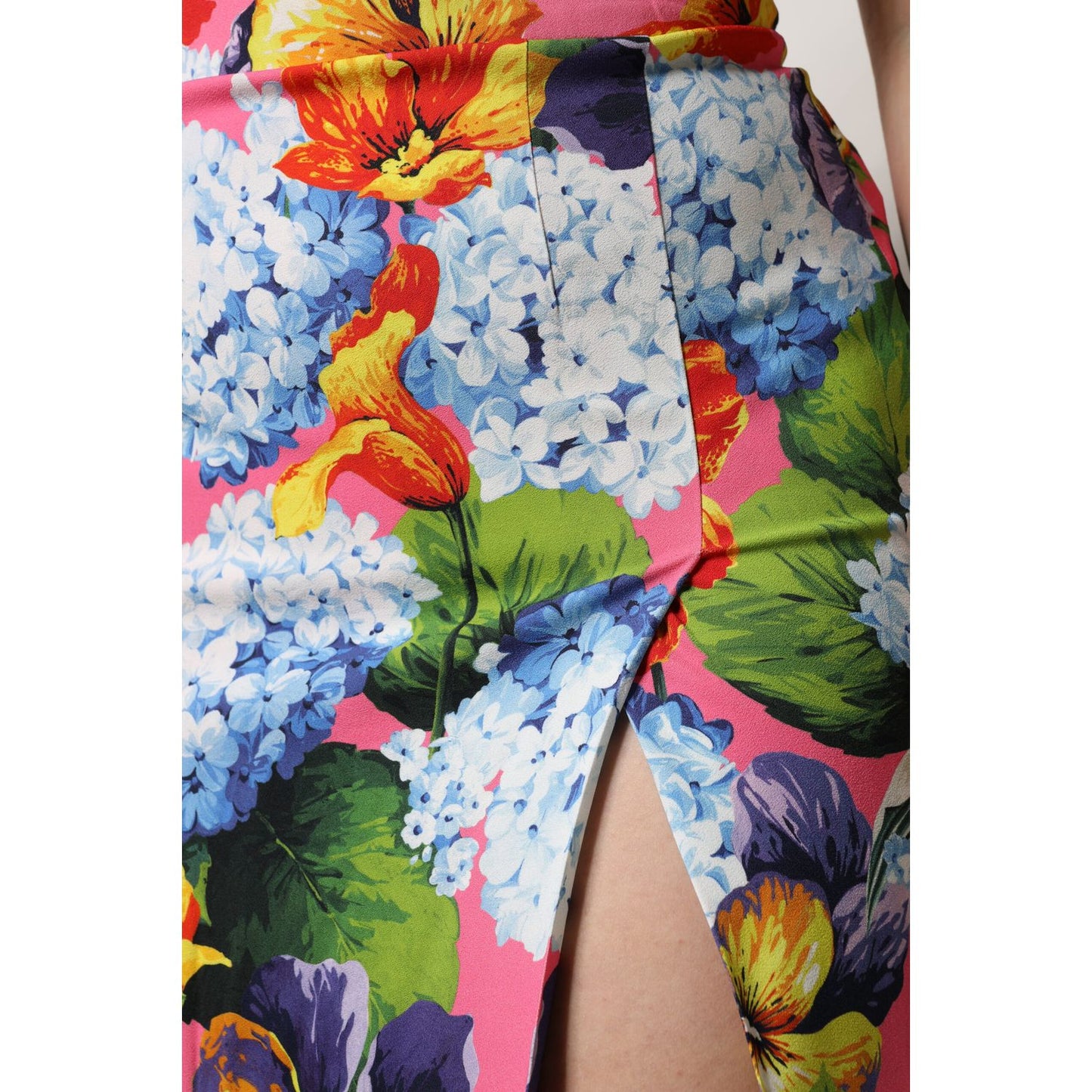 Dolce & Gabbana Multicolor Floral Print High Waist Midi Skirt