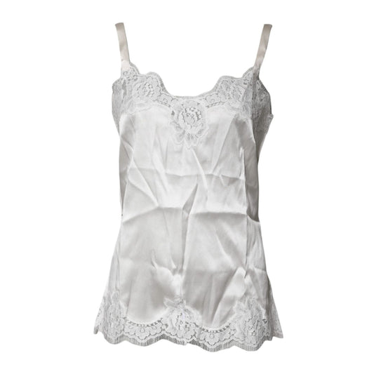Dolce & Gabbana Top White Satin Lace Tank Lingerie Underwear