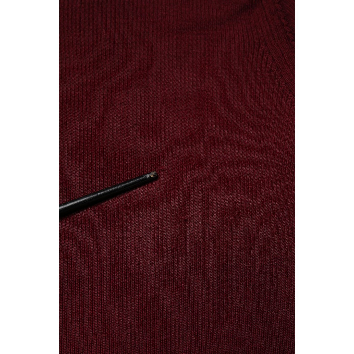 Dolce & Gabbana Burgundy Long Sleeves Turtleneck Slim Sweater