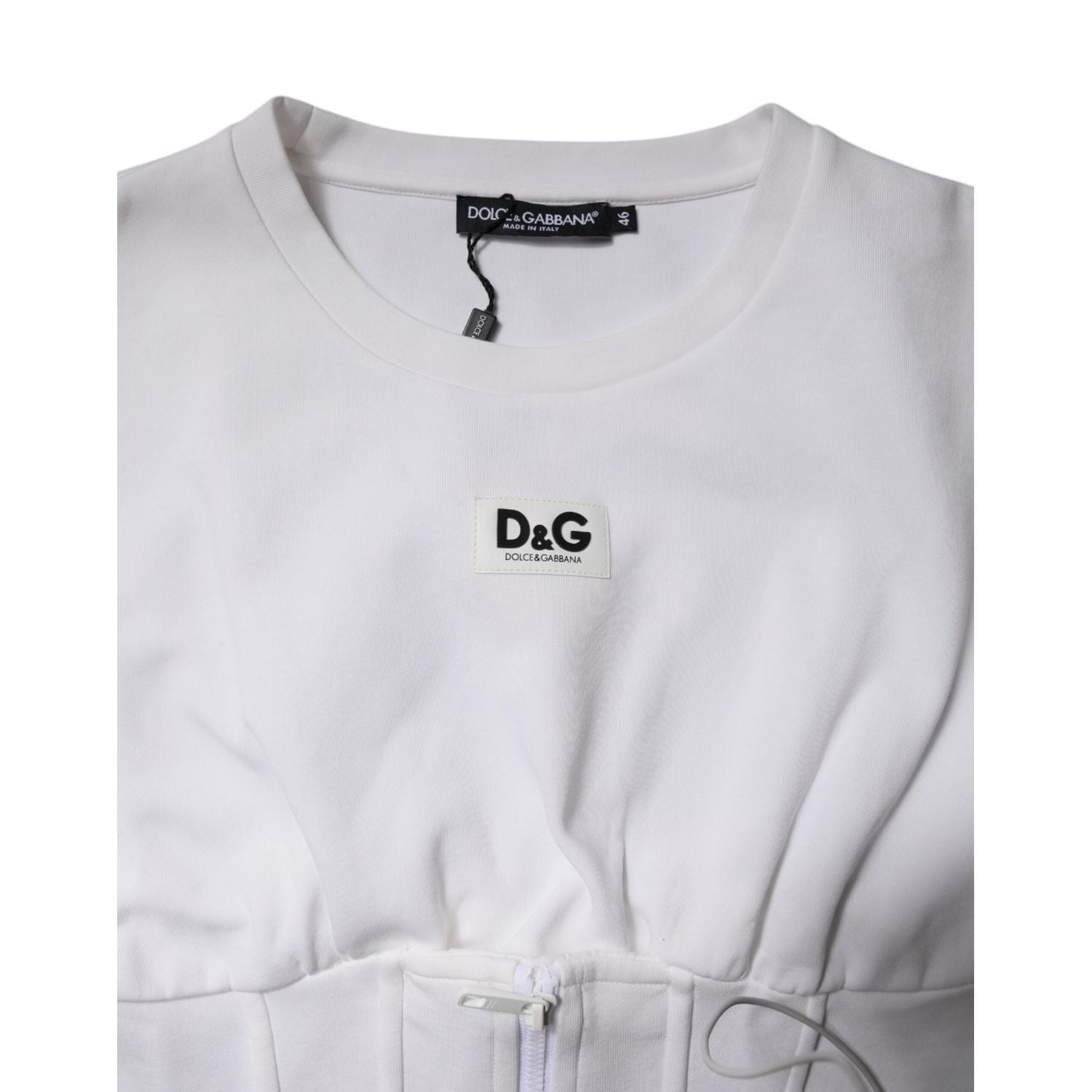 Dolce & Gabbana White Cotton Blend 3/4 Sleeves Blouse Top