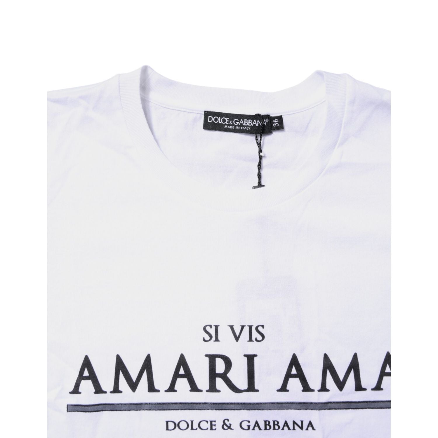 Dolce & Gabbana White Cotton Printed Round Neck Top T-shirt