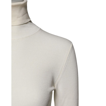 Dolce & Gabbana Cream Long Sleeves Turtleneck Slim Sweater