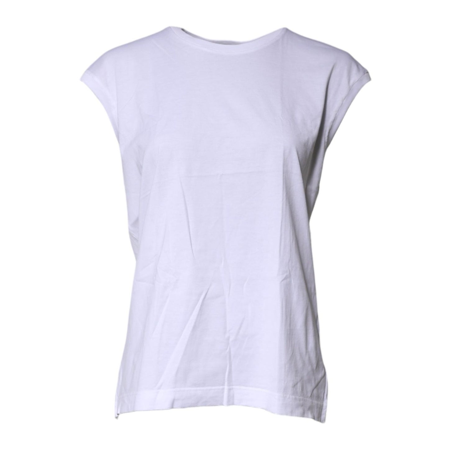 Dolce & Gabbana White Cotton Sleeveless Round Neck Tank Top