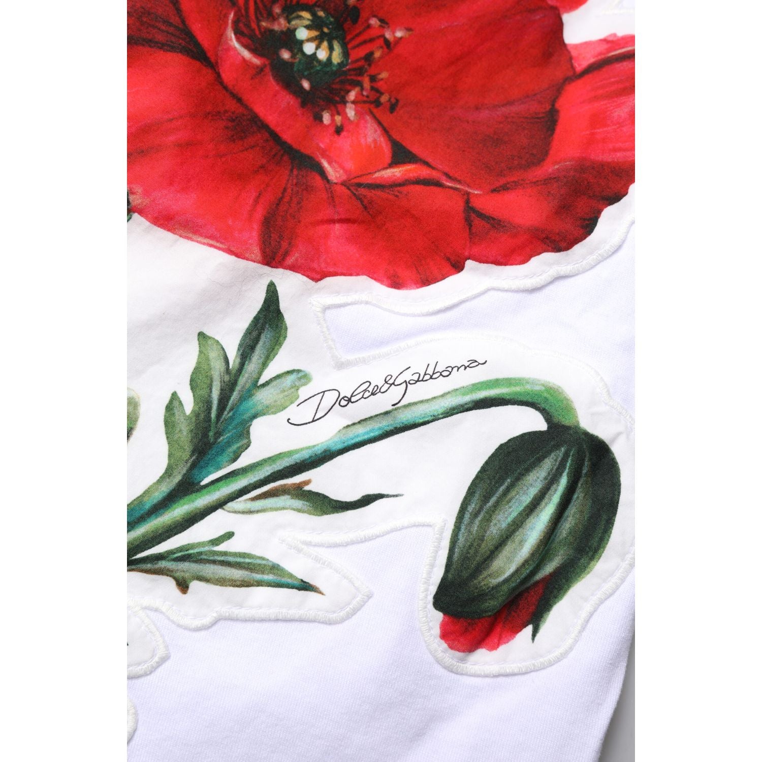Dolce & Gabbana White Floral Print Cotton Crew Neck T-shirt