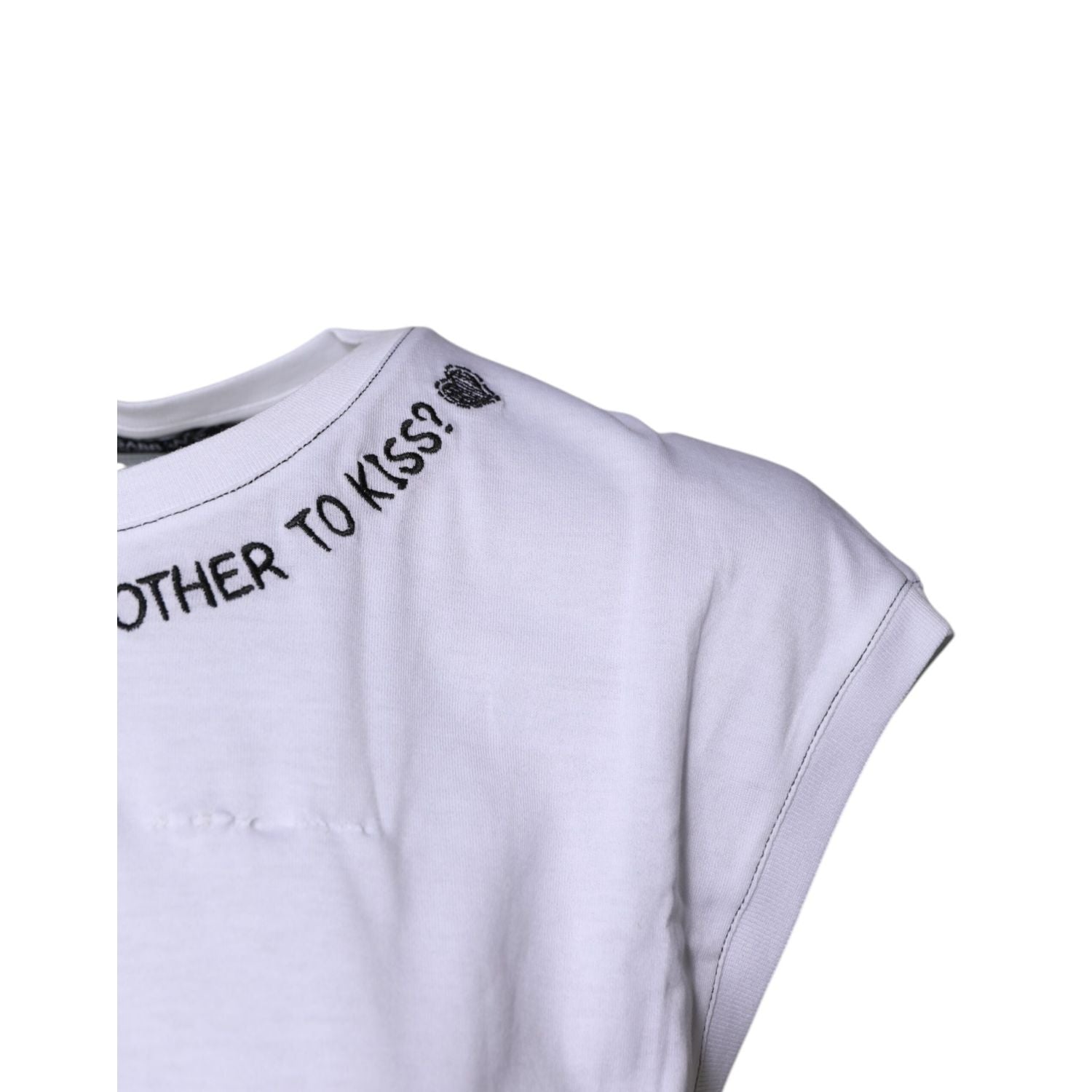 Dolce & Gabbana White Cotton Sleeveless Printed Tank T-shirt