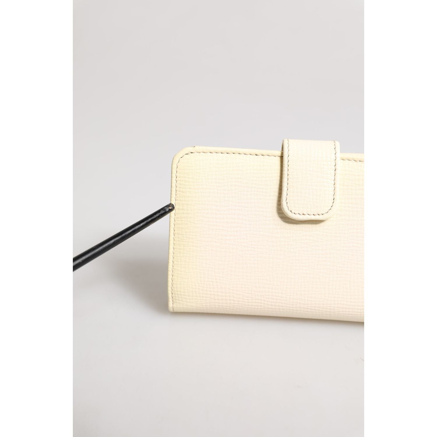 Dolce & Gabbana Ivory Calf Leather Compact Logo Plaque Card Holder Wallet