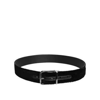 Dolce & Gabbana Black Cotton Silver Tone Metal Buckle Belt